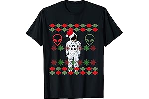 Alien Christmas - Astronaut and Alien Ugly Christmas T-Shirt.