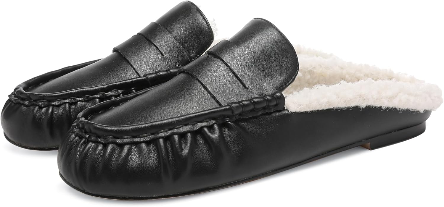Penny Loafers for Women Comfortable Slip on Suede Loafers Mules Women’s Closed Toe Loafer Slides Shoes - Image 3