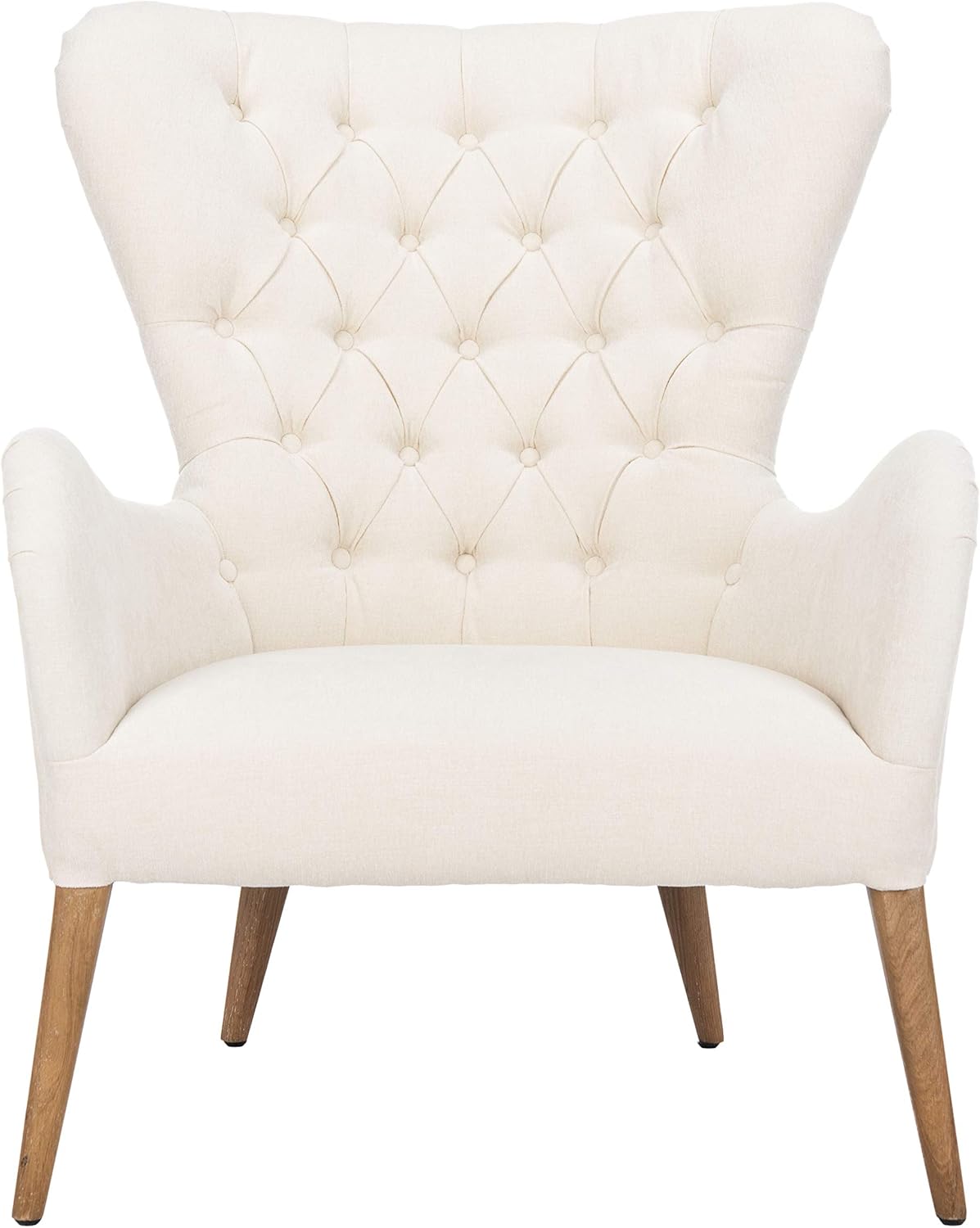 Safavieh Couture Home Brayden Mid-Century Off-White Tufted Wingback Chair