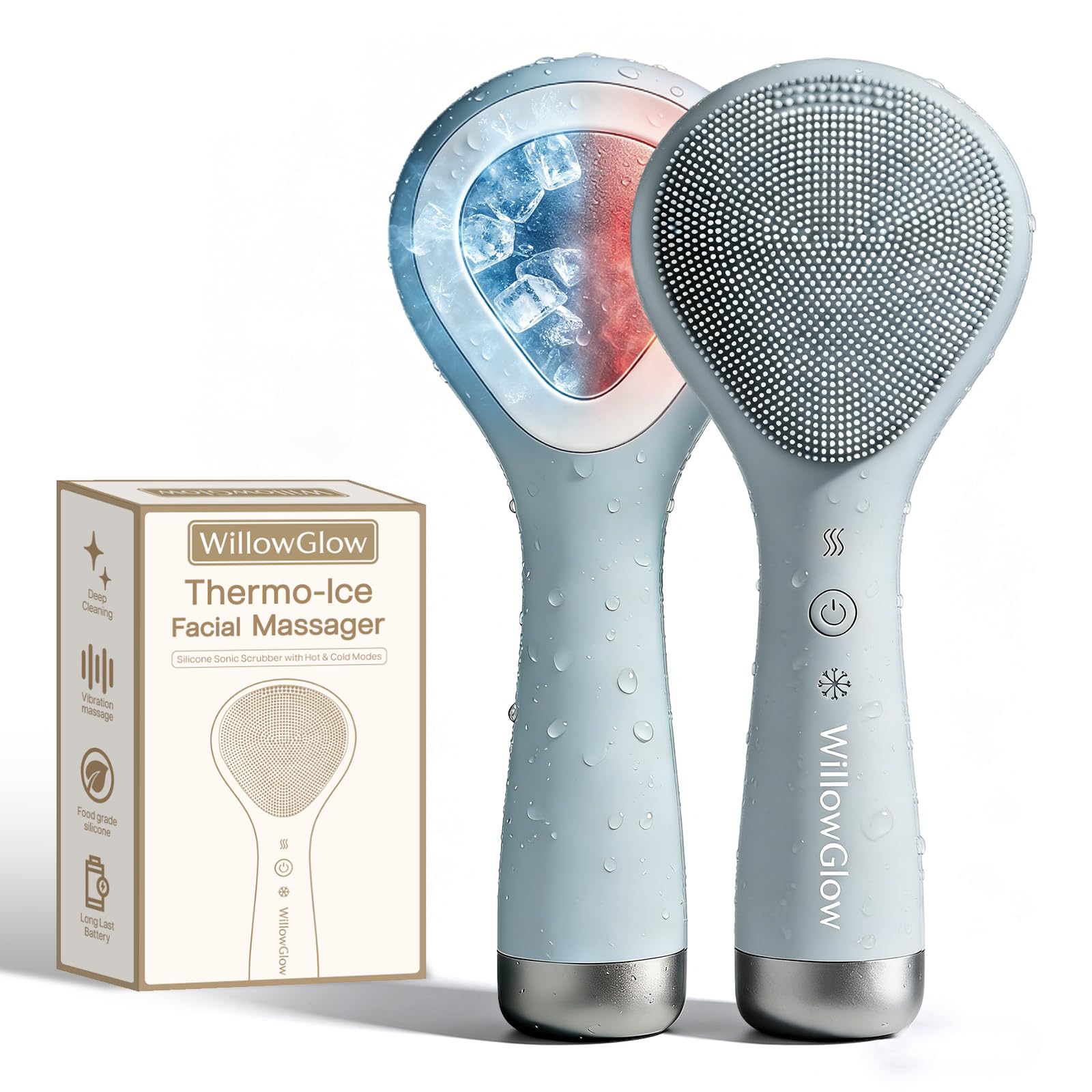 Face Scrubber, Thermal & Cooling Modes, Face Brush, Deep Pore Cleansing, Silicone Face Scrubber, Electric Sonic Vibrations, Facial Cleansing Brush, Waterproof Home Spa & Travel Skincare