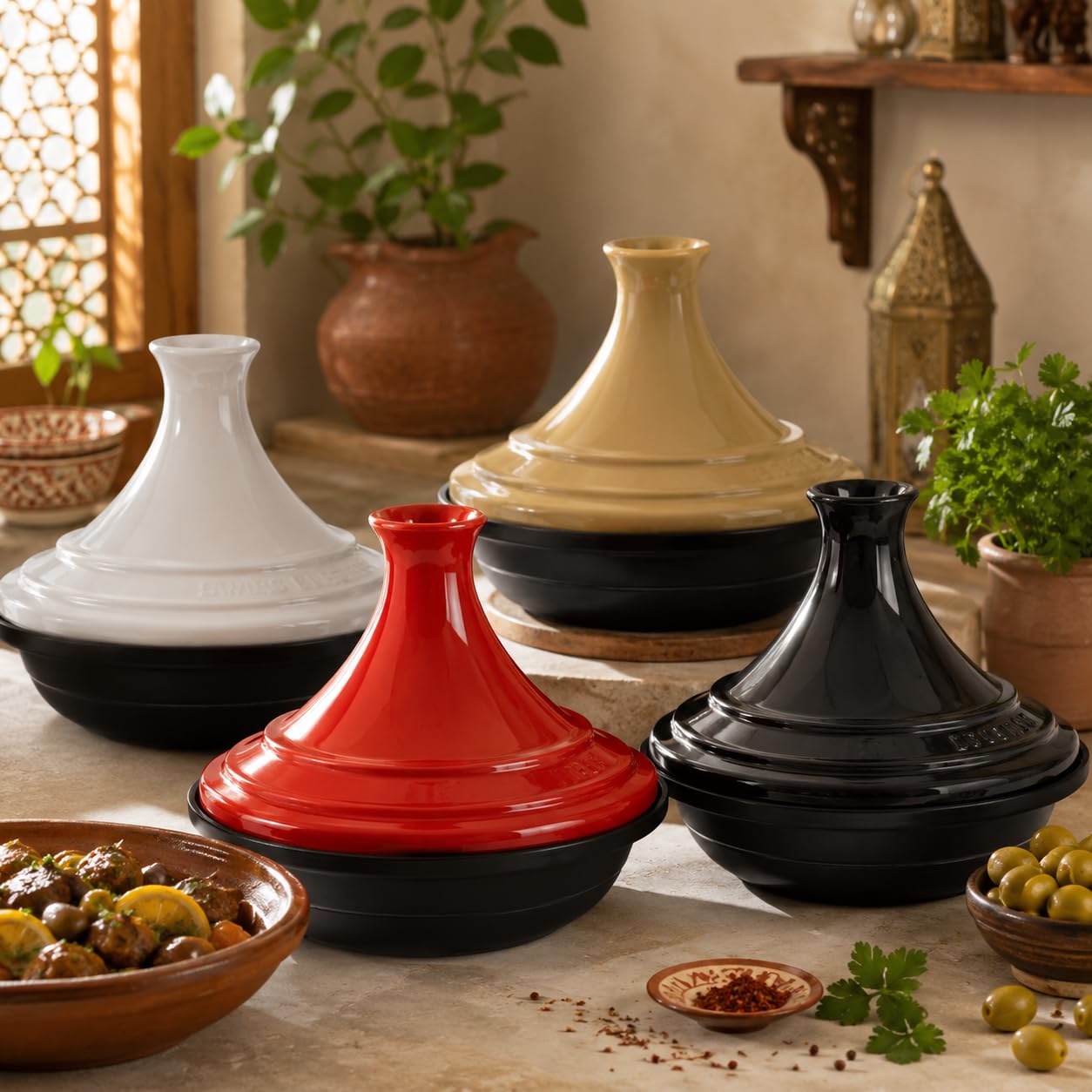 Swiss Line Switzerland - Tajine - 30 cm - Keramiek - Inclusief Inclusief Indutied (Wit)