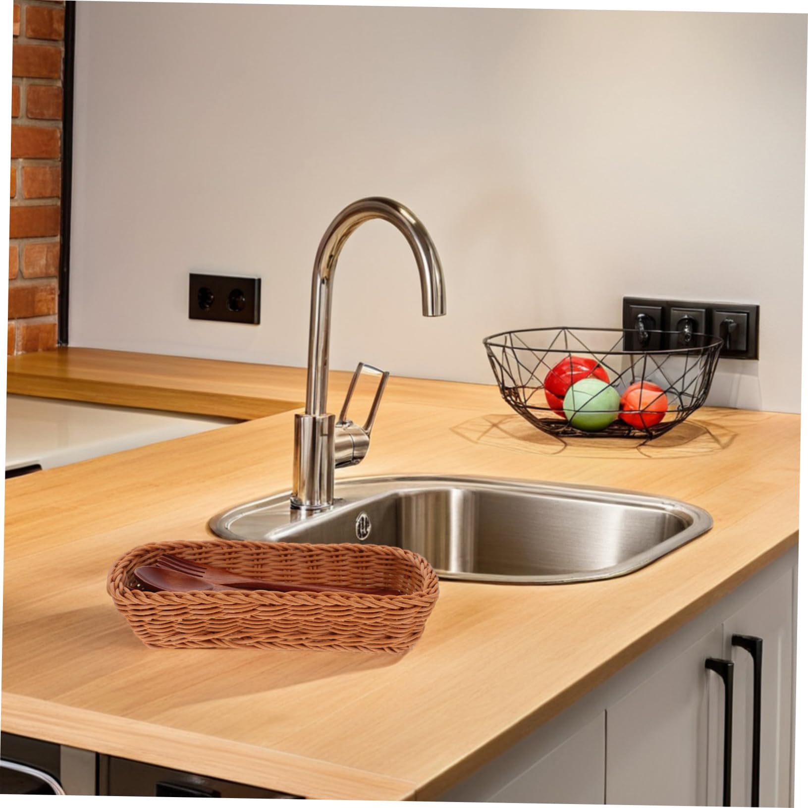 TOYANDONA Cesta para Cubiertos de Plástico PP Rectangular Compacta y Reusable para Almacenamiento de Palillos y Utensilios en Cocina