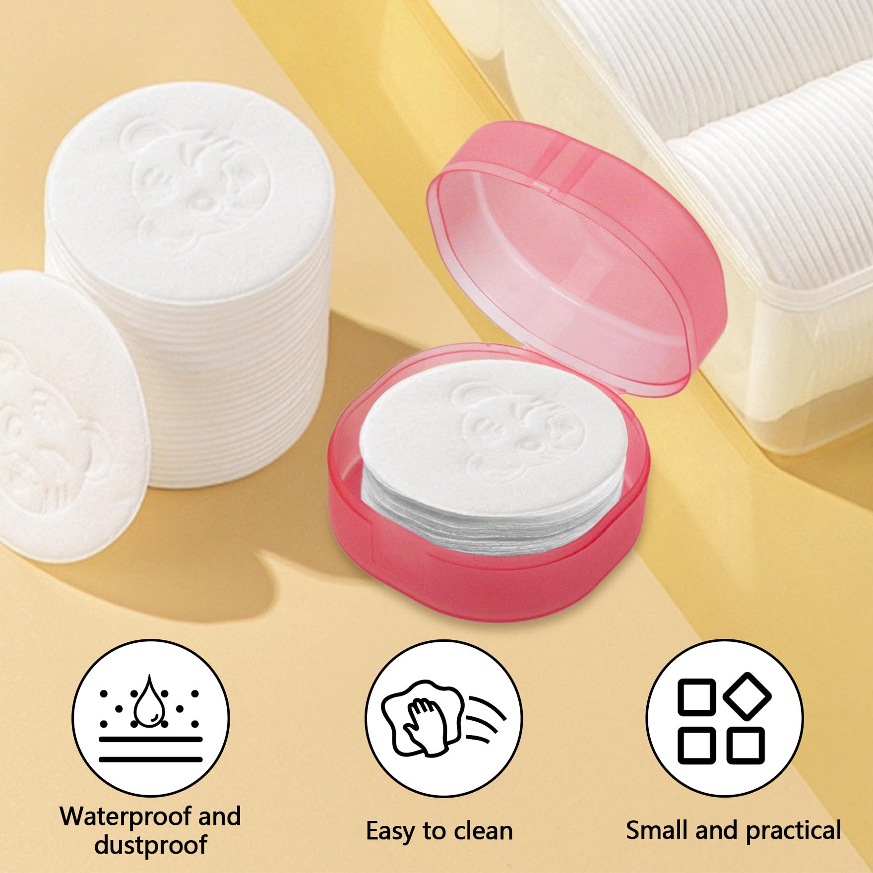 Klmnop 4 Pcs Cotton Pad Holder, Portable Travel and Sealed Cotton Round Holder - Image 4