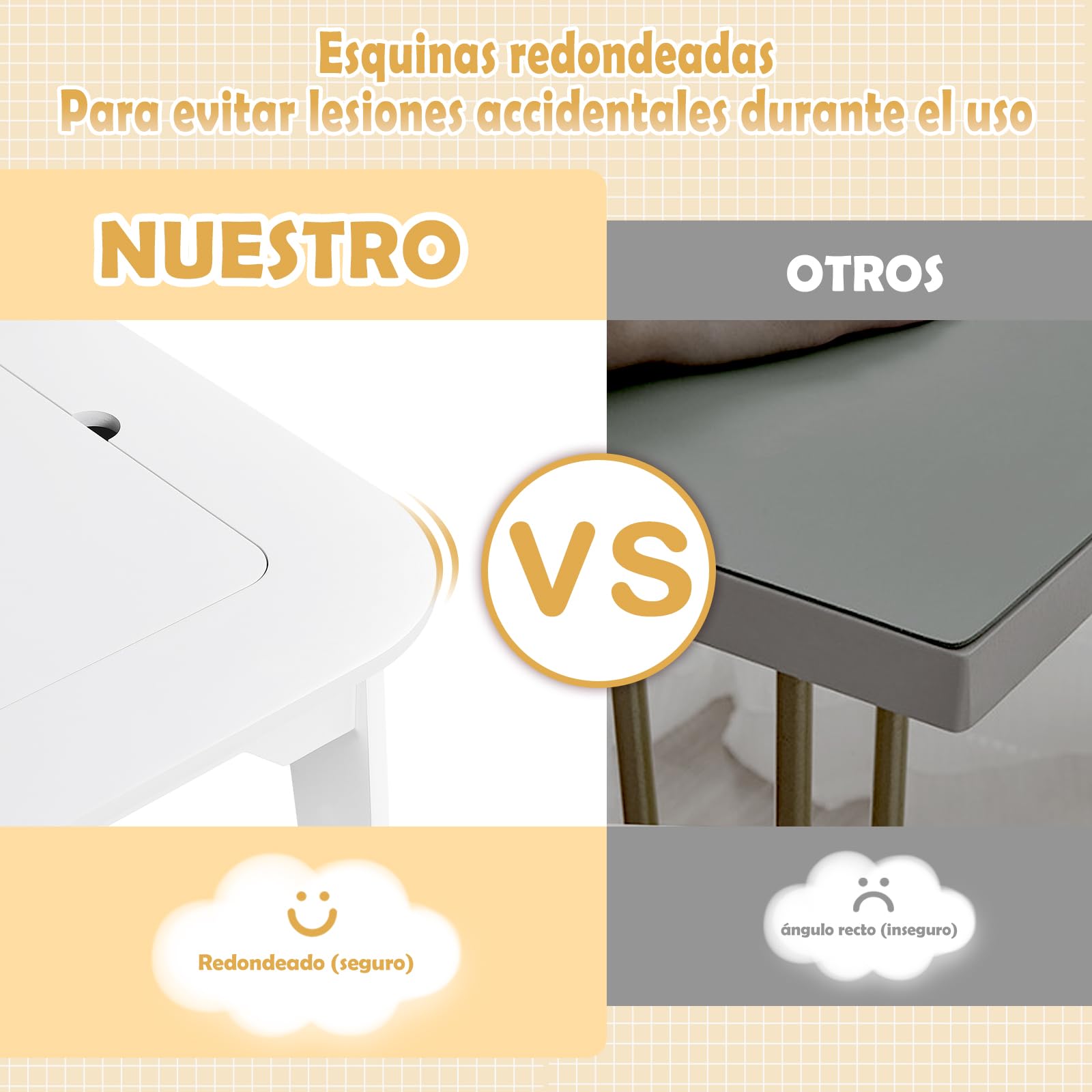WOLTU Juego de Mesa y 2 Sillas Infantil Blanca