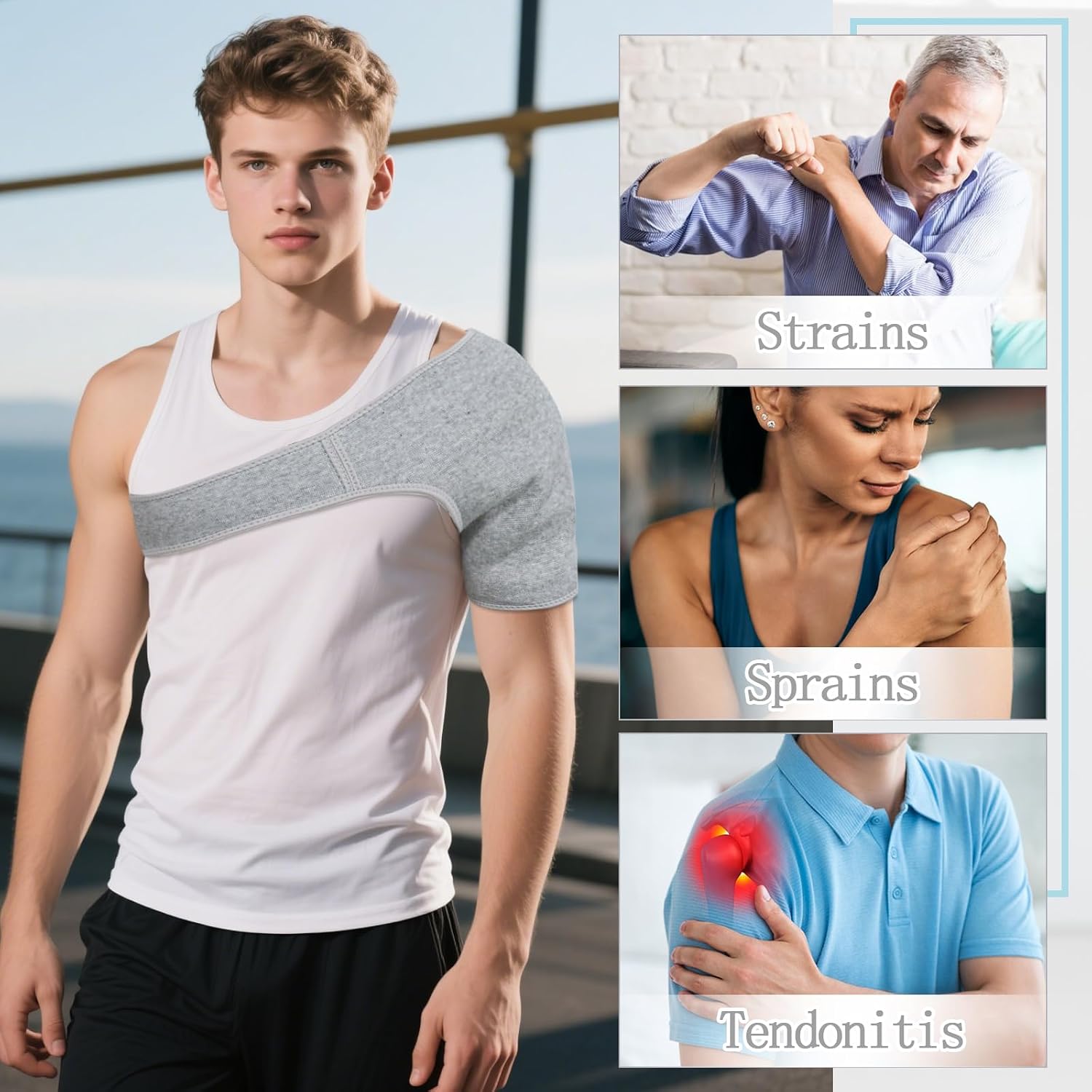 Shoulder Brace Support Rotator Cuff Support Brace Shoulder Compression Sleeve for Men Women (X-Large)