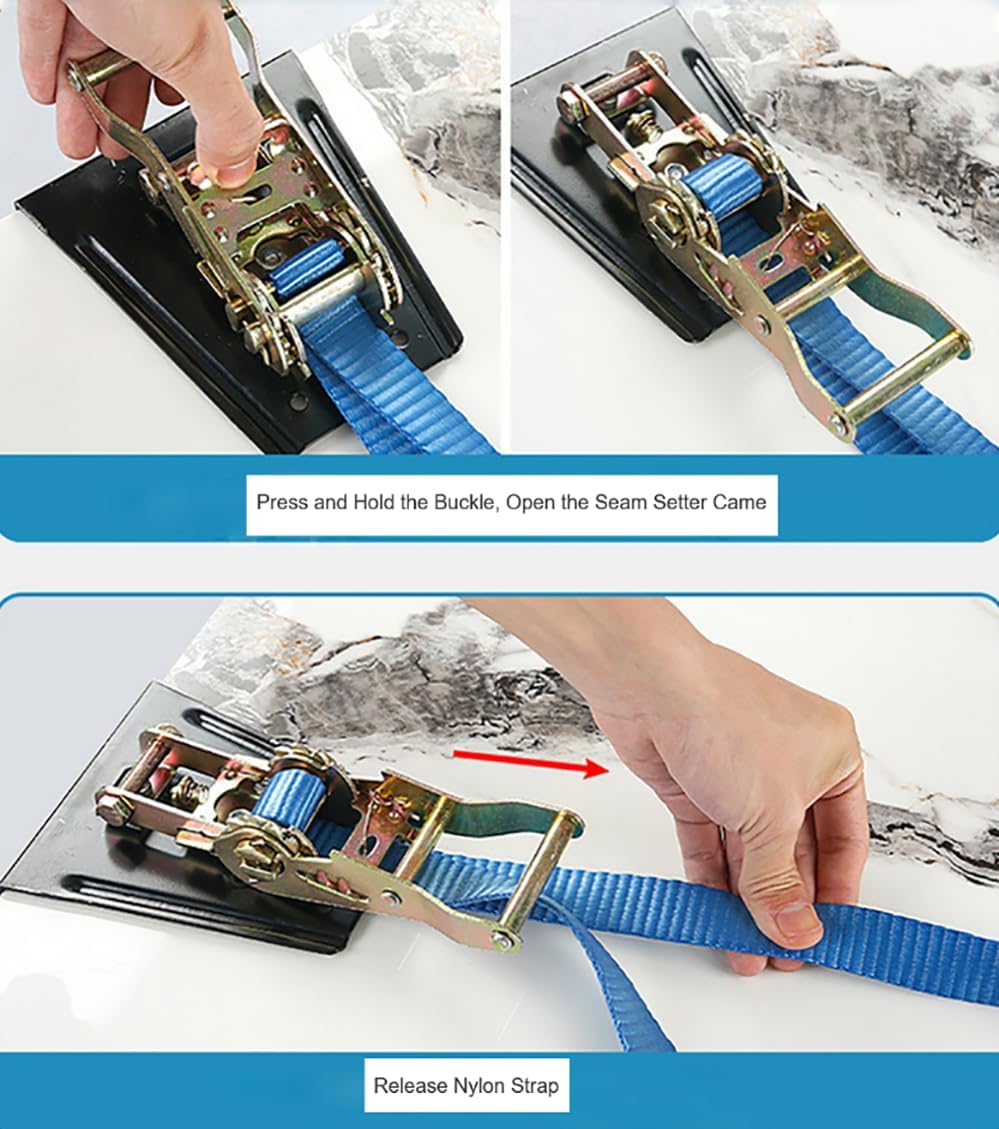 Wood Flooring Strap Clamp Flooring Ratchet Spanner Tools Flooring/Pull Bar Plate Installation Tools and Clamping Ratchet Tie Down Strap (1 Pcs)