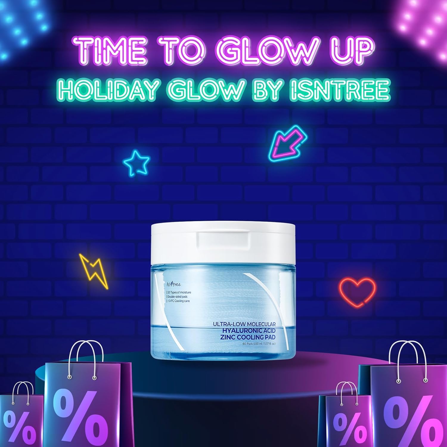 ISNTREE Ultra-Low Molecular Hyaluronic Acid Zinc Cooling Toner Pad (60 Pads) - Image 5