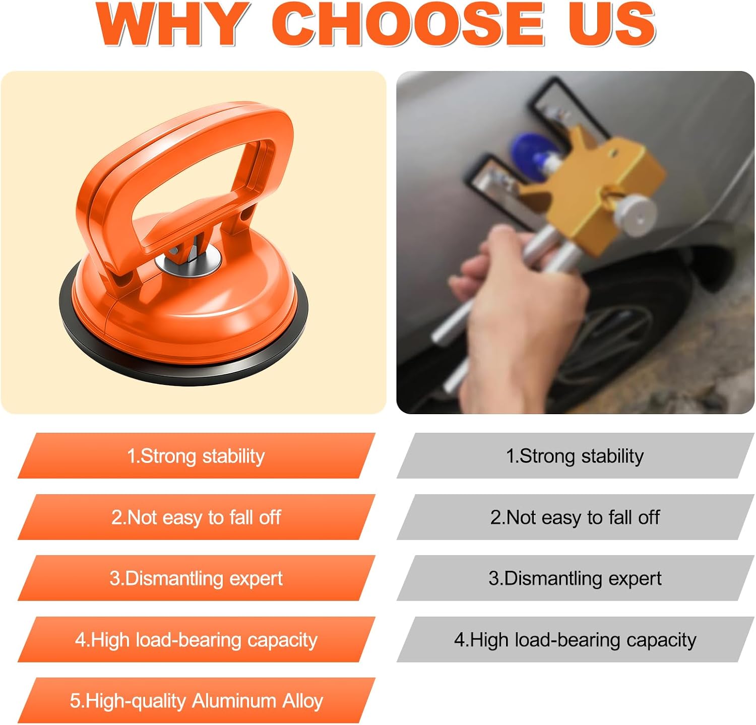Car Dent Puller, 3 Pack Dent Removal Tool, 2026 Latest Car Handheld Puller Kit, Strong Suction Cup Dent Puller, Repair Kit for Car Body, Glass, Screen, Moving Objects (Orange+Silver)