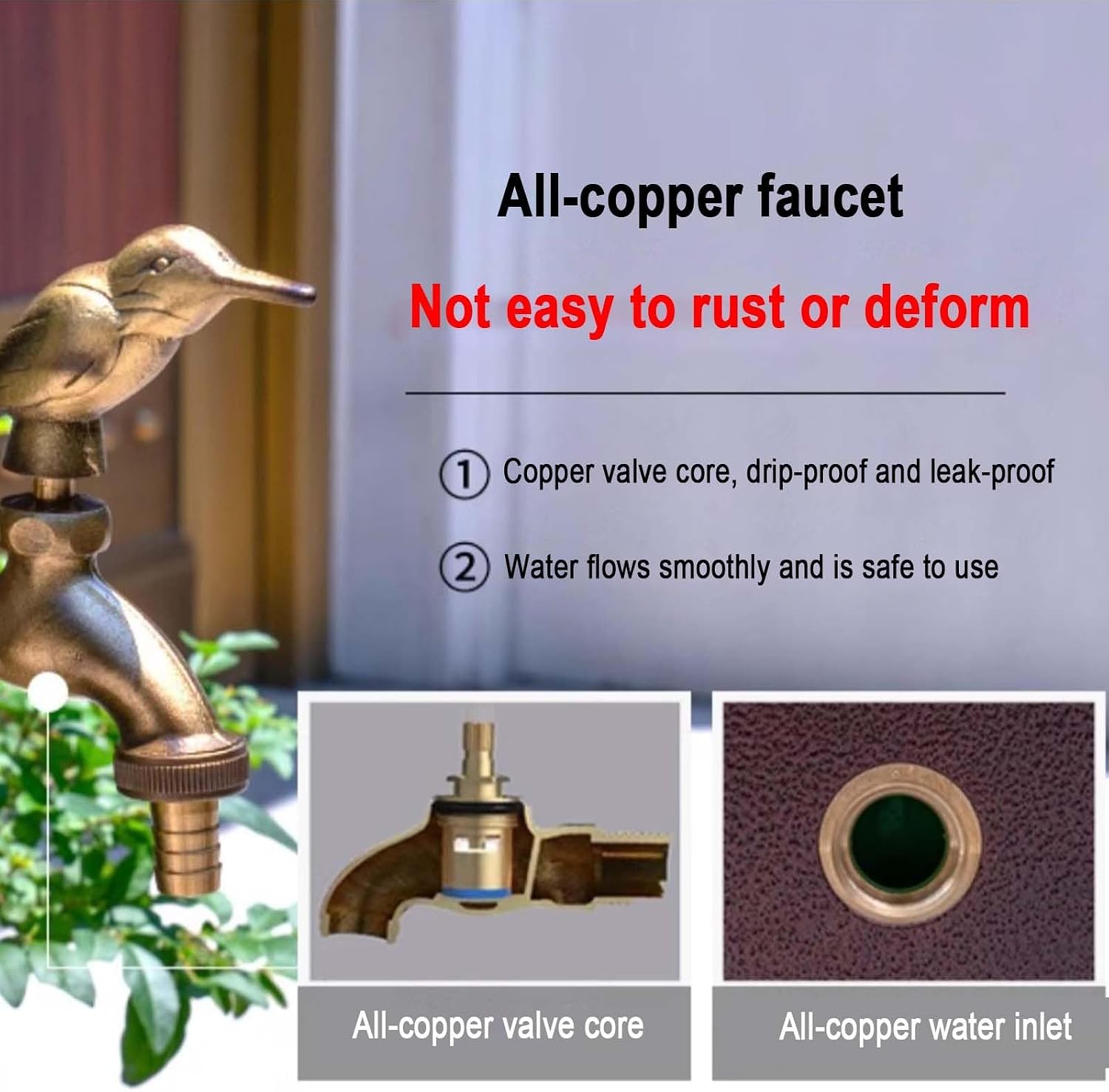 304 Stainless Steel Vertical Garden Water Column with Copper Faucet - Decorative Water Feature Fountain & Dispenser for Outdoor Gardens, Patios & Balconies