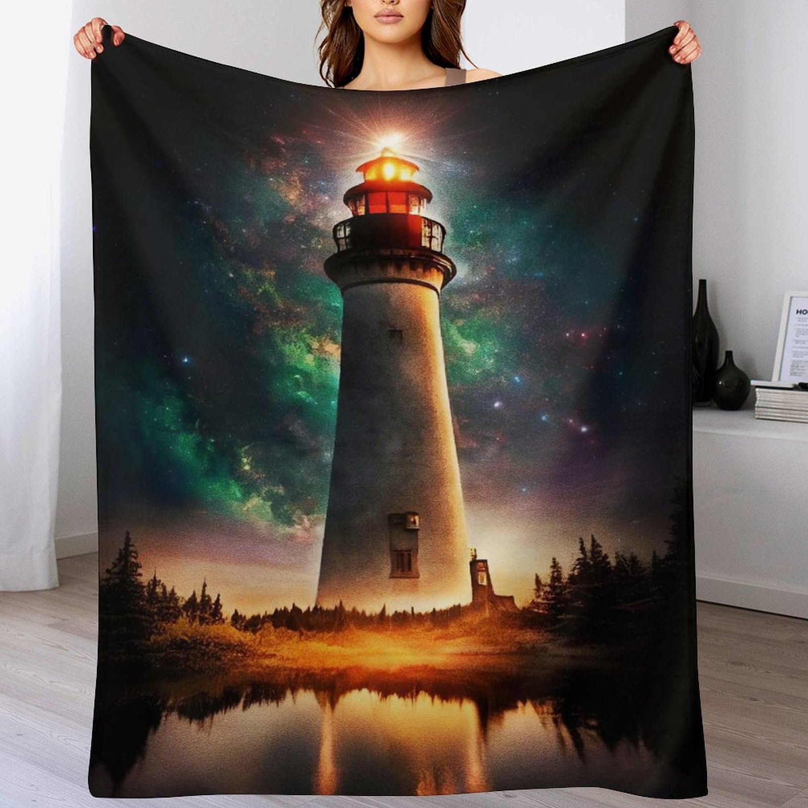 Couvertures flannel phare plaid chaud lavable en machine 130x150cm