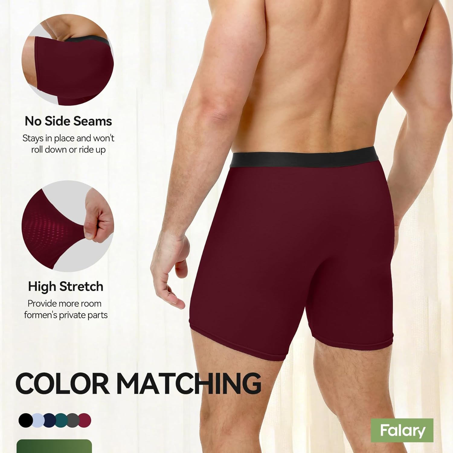 FALARY Men's Breathable Underwear, Viscose Made from Bamboo Boxer Briefs, No Ride Up, Comfort Waistband with Fly 4 Pack