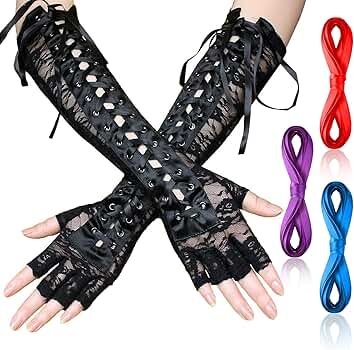 Lace Up Fingerless Gloves Elbow Gloves Goth Punk Arm Warmer
