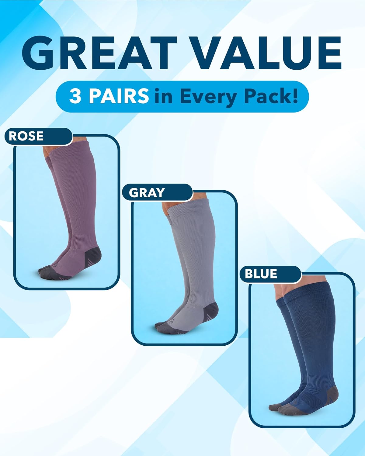 ® Plus Size Compression Socks for Women Wide Calf - 3 Pairs thumbnail