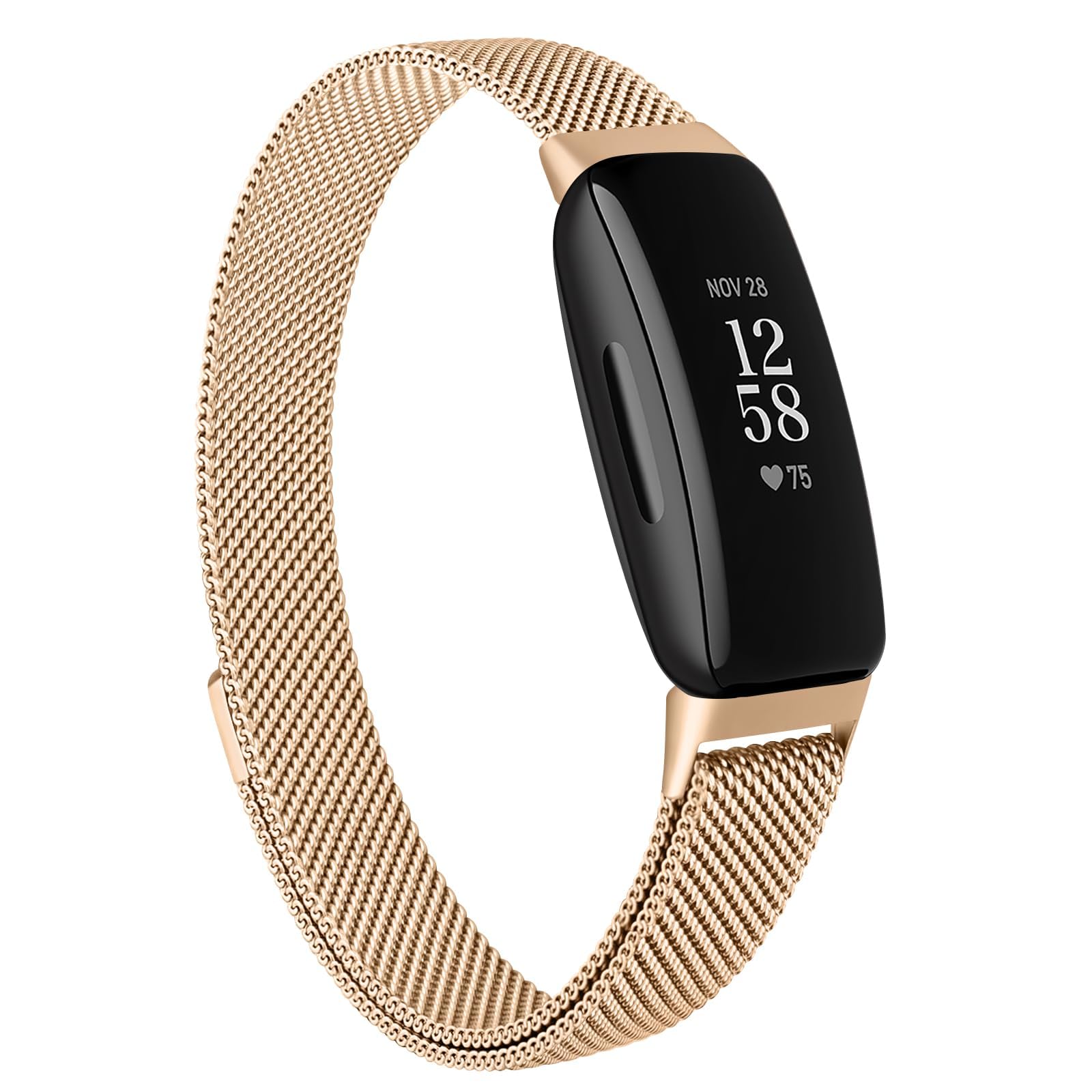 Stainless Steel Metal Replacement Bands for Fitbit Inspire 2/HR/Ace 2 Fitness Tracker - Women Men (Rose Gold) - Image 2