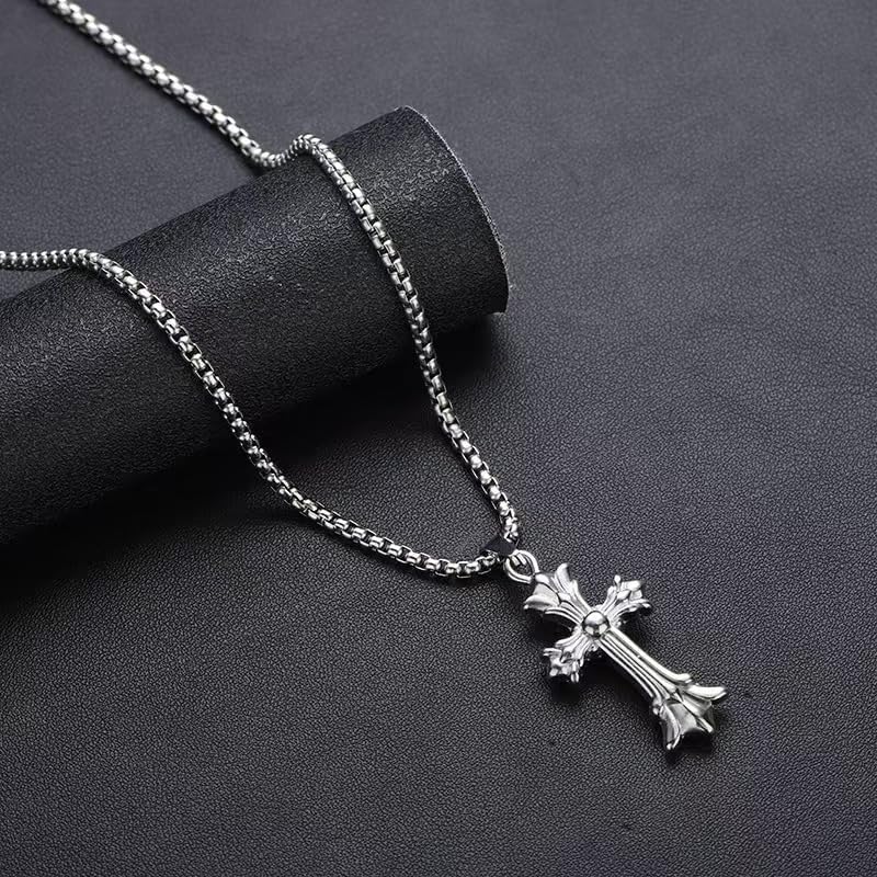 Bold Men's Cross Pendant, Man's Stainless Steel Necklace in Silver Black or Gold, 16-30 Inch Adjustable Chain - Image 3