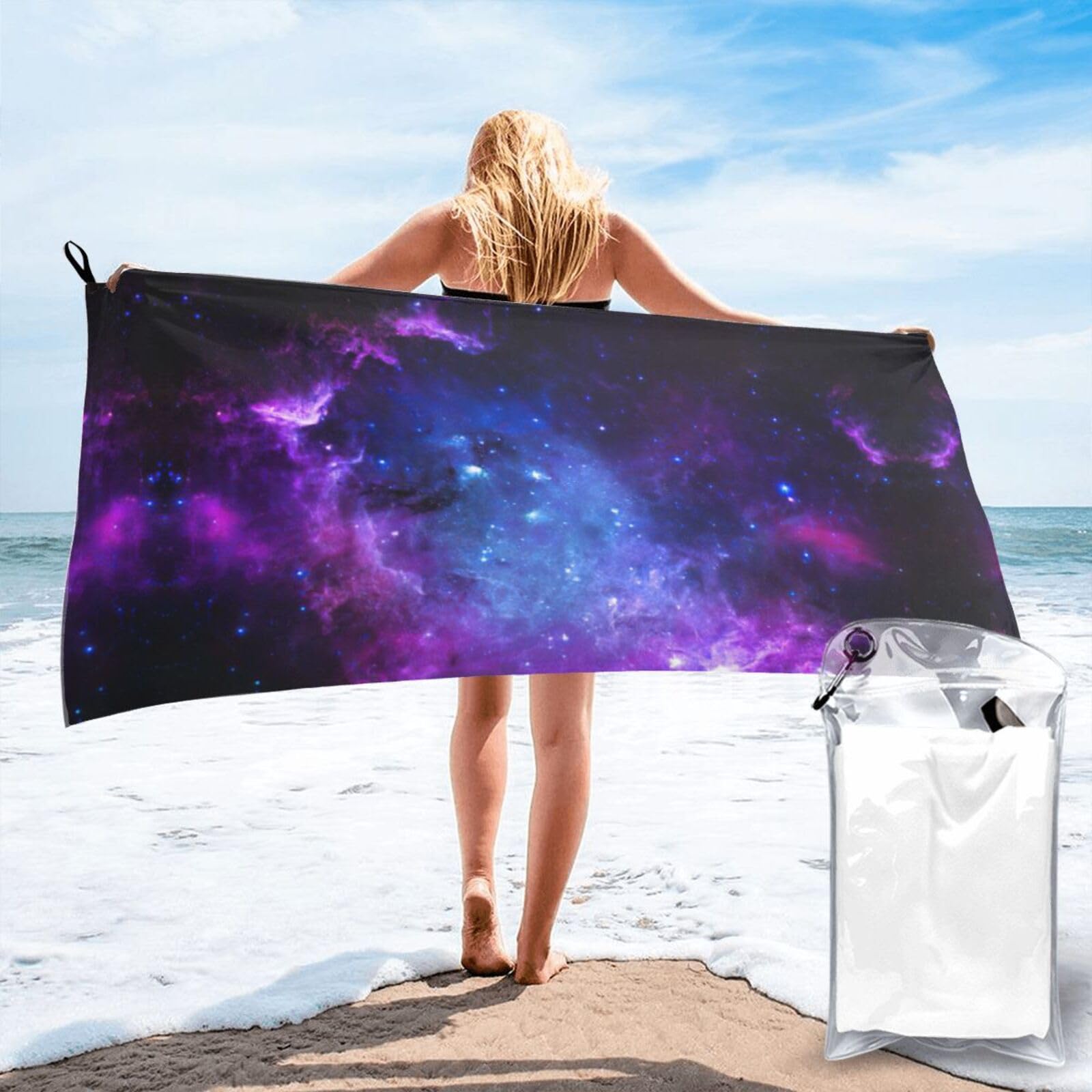 Toalla de baño de galaxia azul grande, ideal para tus días de playa, piscina y spa