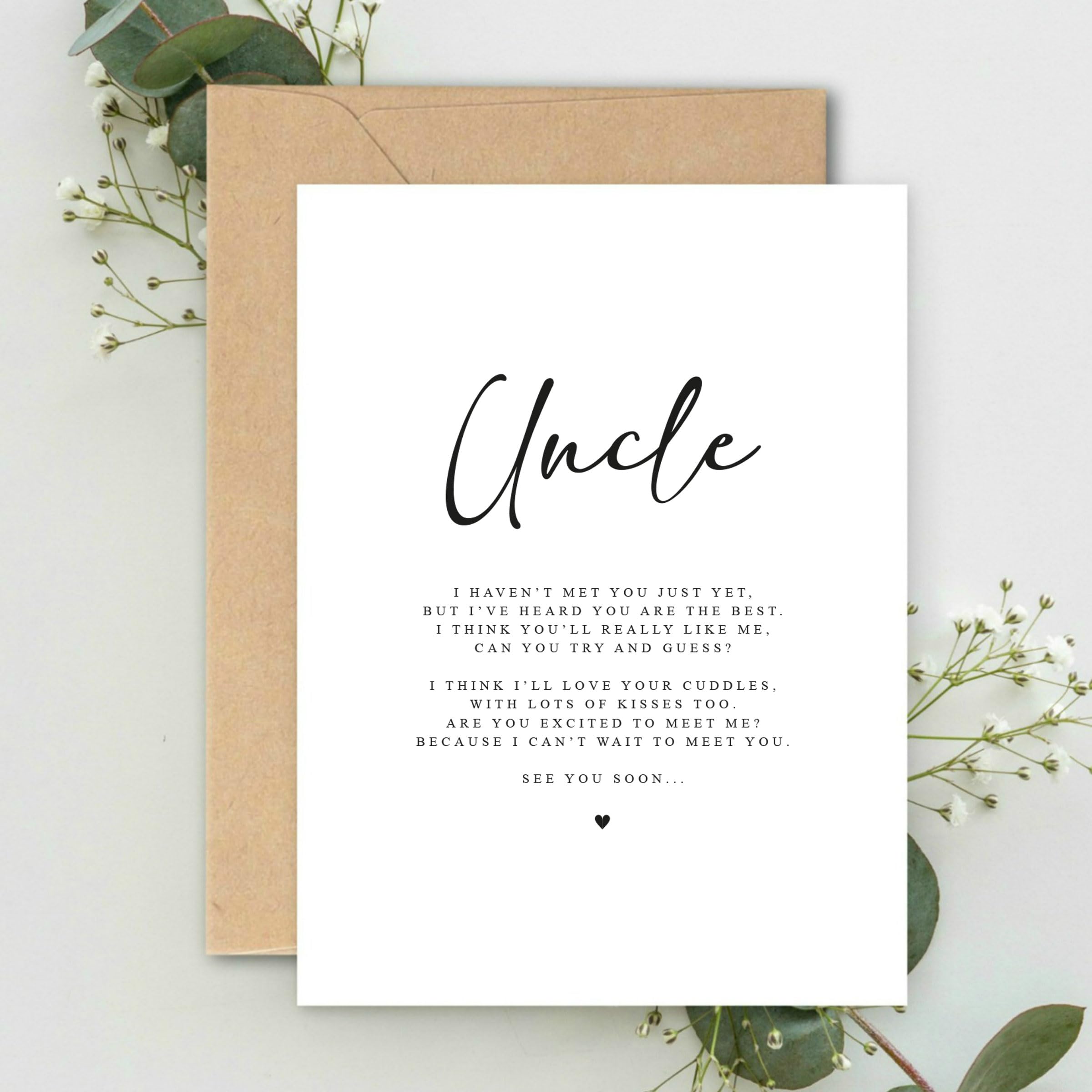 Uncle Poem Pregnancy Announcement A5 Card with envelope, Family, Uncle Pregnancy Announcement, Pregnancy Reveal, Friends, Uncle Surprise