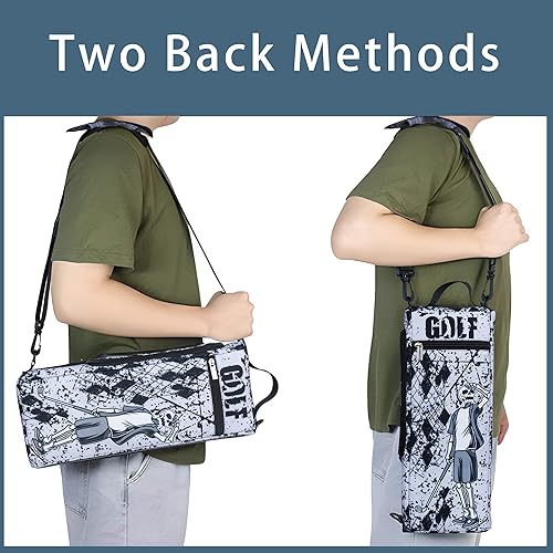 Miniatura 5 de Bolsa enfriadora de golf con bolsa de hielo con aislamiento de lados suaves, capacidad para 6 latas o 2 botellas de vino, funda gris camuflaje para