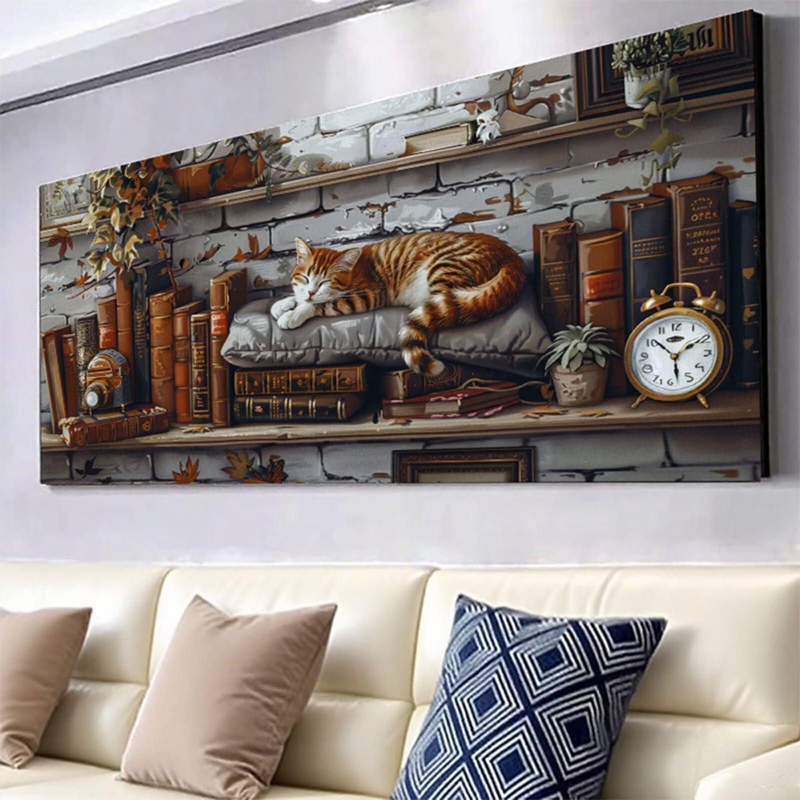 Diament Malarstwo Kot Diament Malarstwo dla dorosłych, 5D Diament Malarstwo Książka Haft Diamenty Duży rozmiar 70 x 140 cm, DIY Rhinestone Ścieg krzyżykowy Ręczna aktywność do dekoracji ścian, prezent