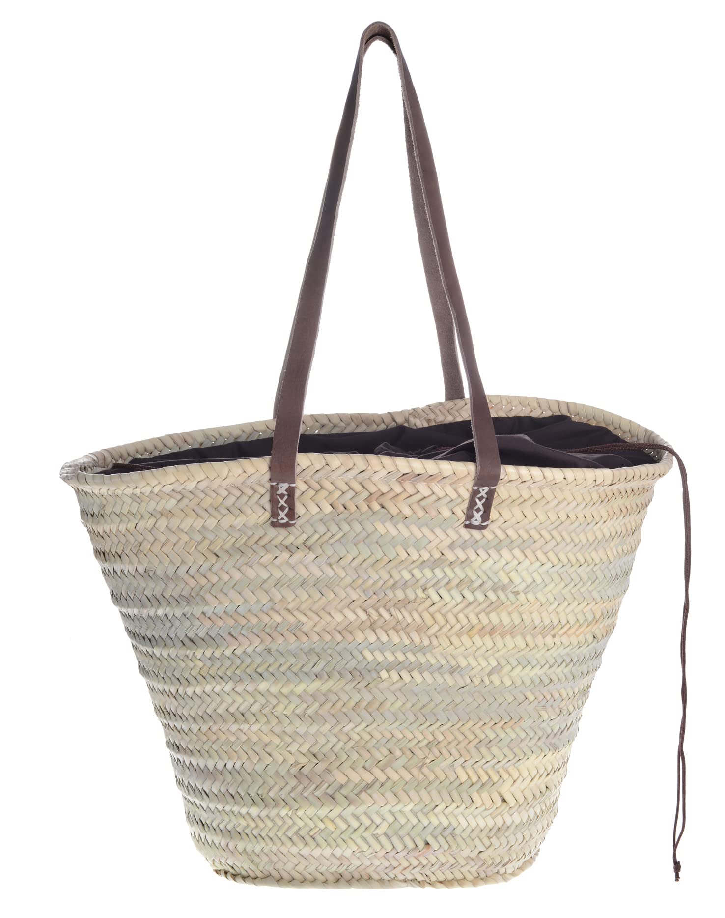 AFRIKAN BAGS DESIGNED BY Afrikan Bags - Bolso Capazo de Palma| Bolso de Palma de Base Oval con Asa Bandolera y Cierre Ajustable - 48 x 32 x 30 cm (medidas aproximadas)