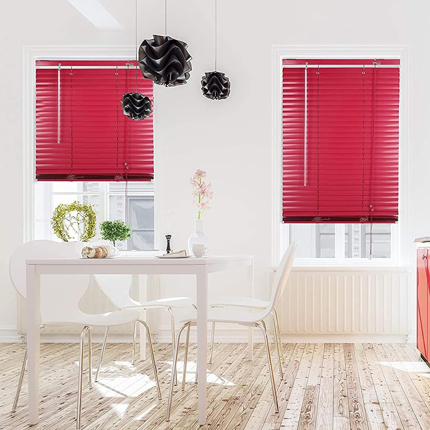 Aluminium Jalousie,Rot Jalousette Aluminium Fensterjalousie,Lamellen-Rollo für Sicht- und Sonnenschutz,Tür Fenster Seitenzugrollo,Wand-und Deckenmontage,Breite x Höhe (100x140cm)