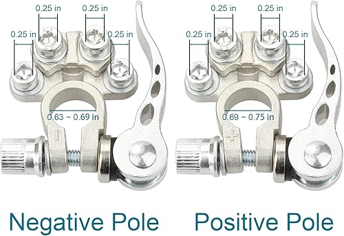 Miniatura 2 de ZONBANG - 2 conectores de terminal de batería terminales de batería de desconexión rápida de 4 vías extremos de cable de batería negativa positiva