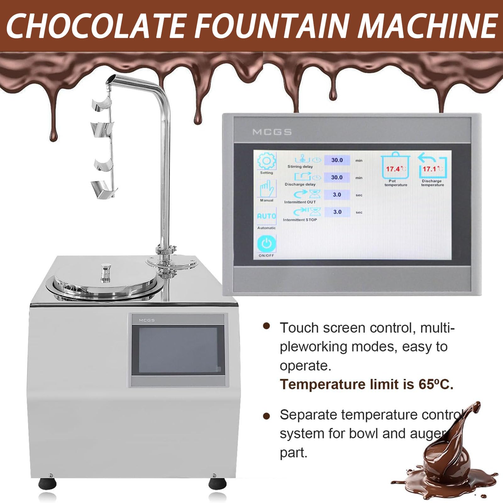 Fuente de Chocolate Eléctrica, Máquina de Fondue de Chocolate, Máquina para Derretir Chocolate, para Fiestas de Dulces, Bodas, Barra Buffet (5.5l)