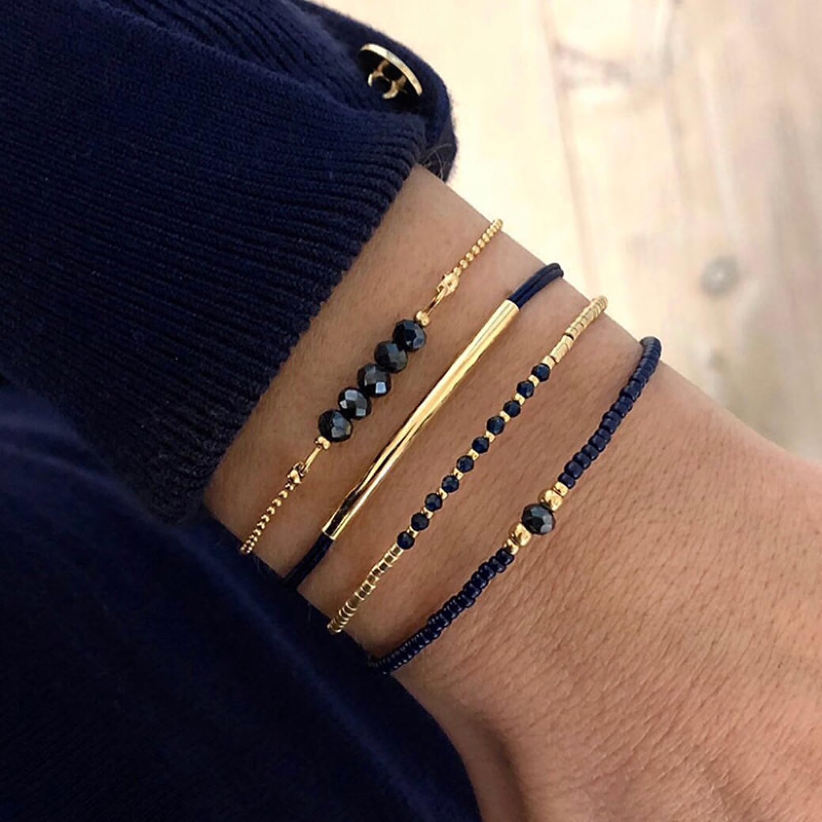 Boemia Perla Riso Perline Bracciali Set Per Le Donne Multi-Layer Stacked Link Catena Del Braccialetto Del Partito Gi