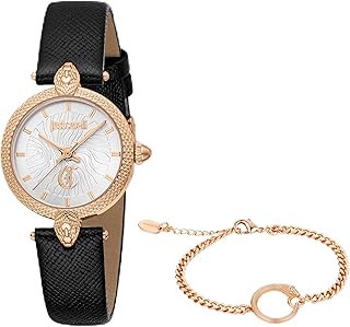 جست كافالي ساعة للنساء بلون ذهبي وردي ومينا فضي | Jc1l330l0035