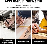 Vista 6 de Honoson 200 lápices planos de construcción con regla impresa, madera grafito, 2 sacapuntas de carpintero para herramienta de marcado de carpintería