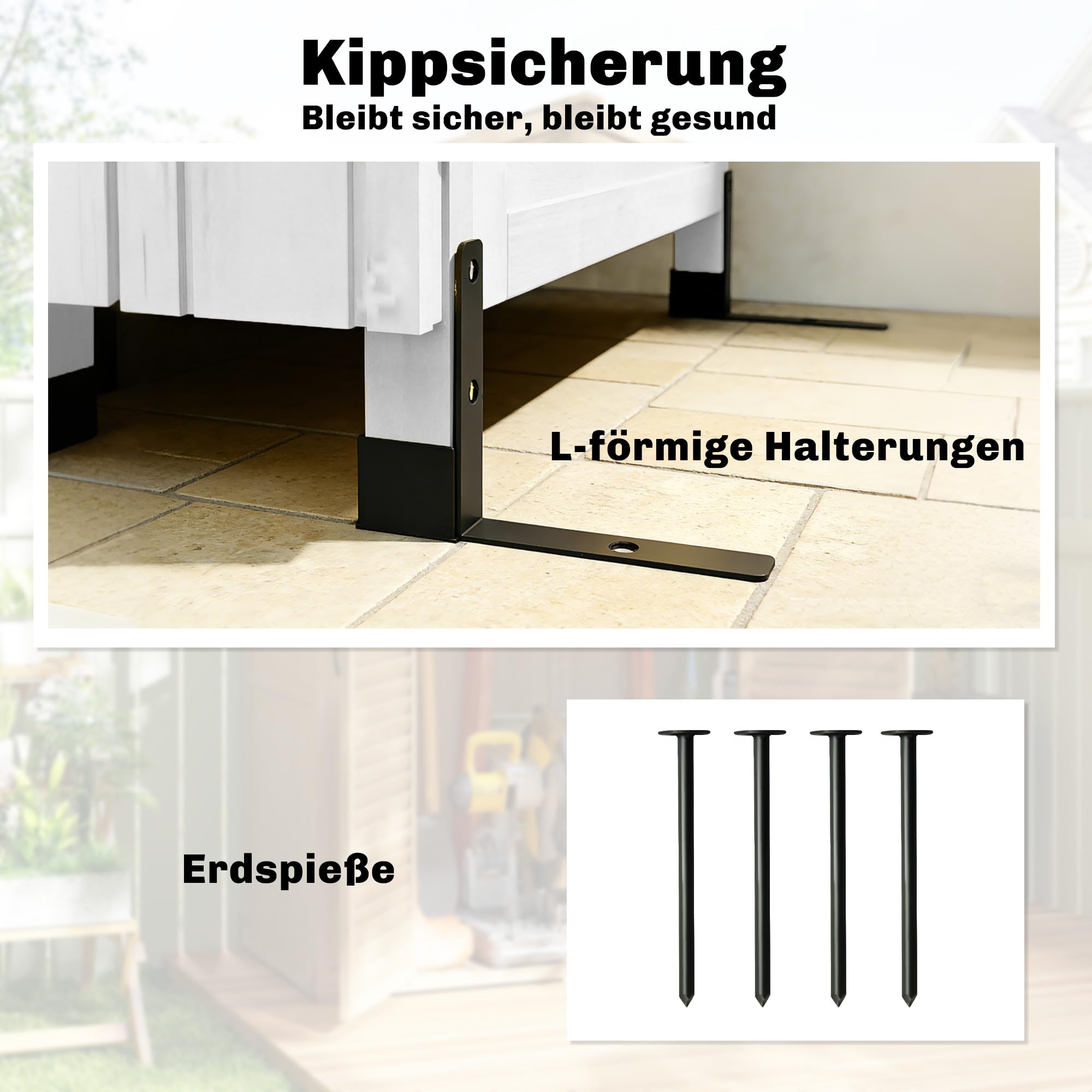 Outsunny Armario de jardín de madera extraalto con estante ajustable, puerta galvanizada, techo, ventilación, protección antivuelco, 85 x 58 x 213 cm, para jardín, terraza, color blanco