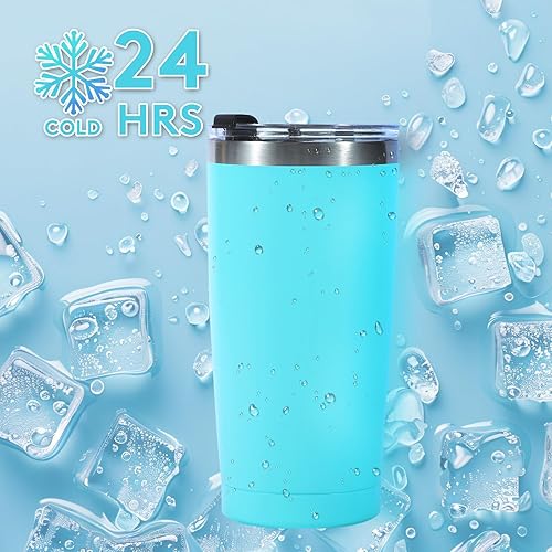 Miniatura 3 de Dongni Vaso de 20 onzas con aislamiento al vacío de acero inoxidable a granel con tapa, taza de viaje de doble pared, taza de café con recubrimiento