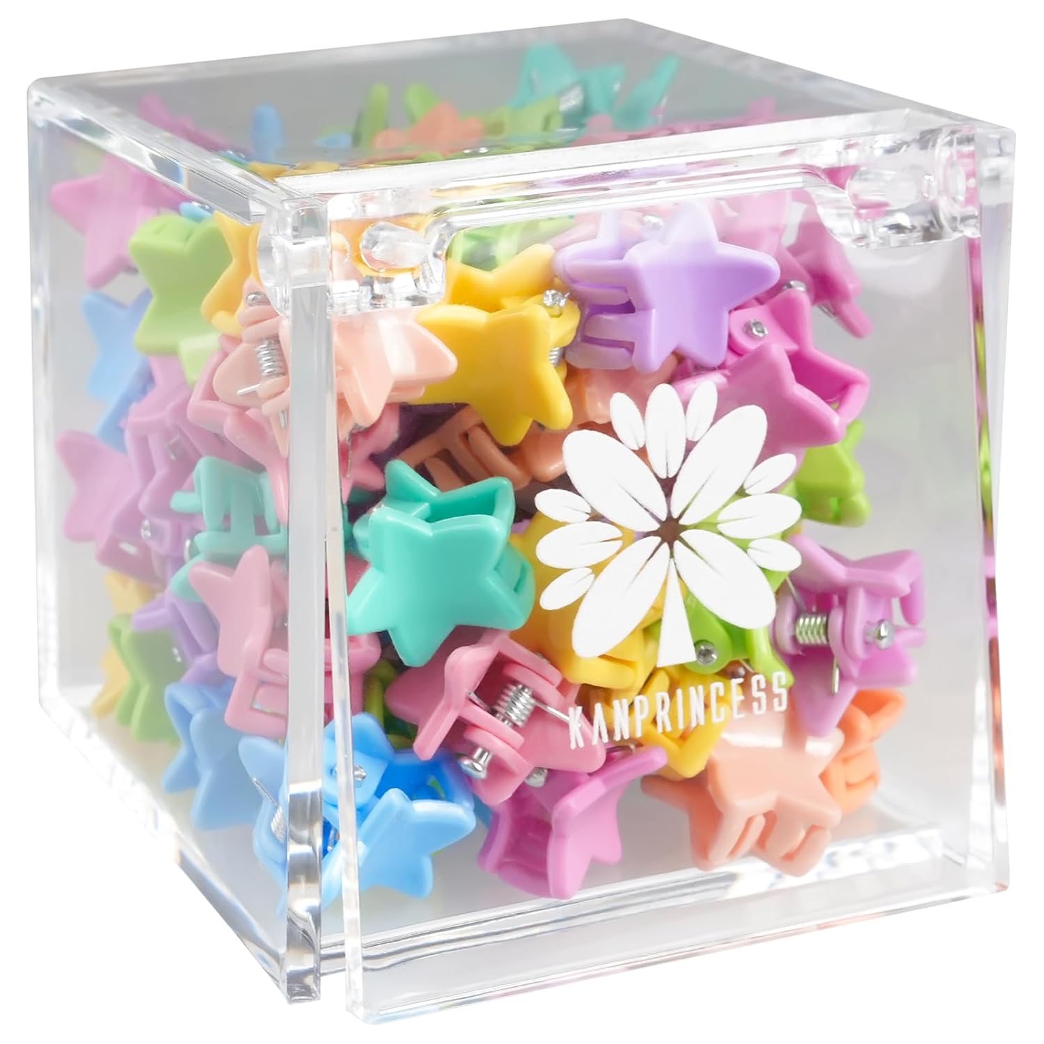 KANPRINCESS 70PCS Mini Claw Clips Small Hair Clips With Fancy Box Star Hair Accessories for Women, Girls, Kids - Colorful Gift Set (Star-SET9)