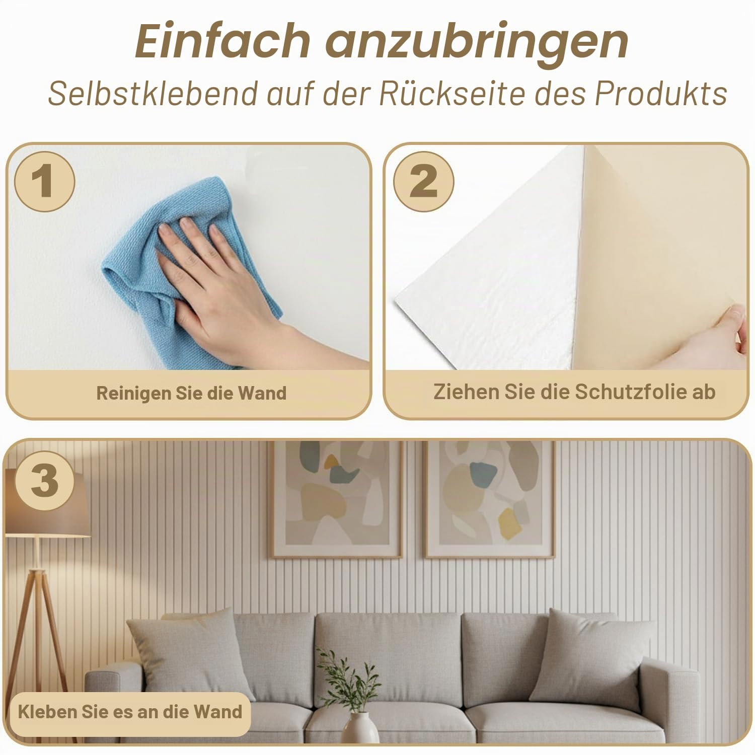 Acidea Groß Akustikpaneele Selbstklebend, 2,88m²- 4 Stück 120x60x1cm Schalldämmung Wand Schallschutzplatten, Selbstklebende Wandpaneel Filz,Wand Sound Proof Panel für Studio Büro Wohnzimmer Haus