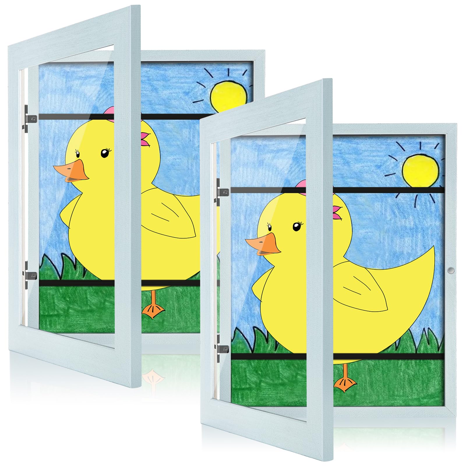 [2-Pack] Kids Art Frames, 8.5x11 Front Opening Kids Artwork Frames Changeable, Light Green Artwork Display Storage Frame for Wall, Holds 50 Pcs, for
