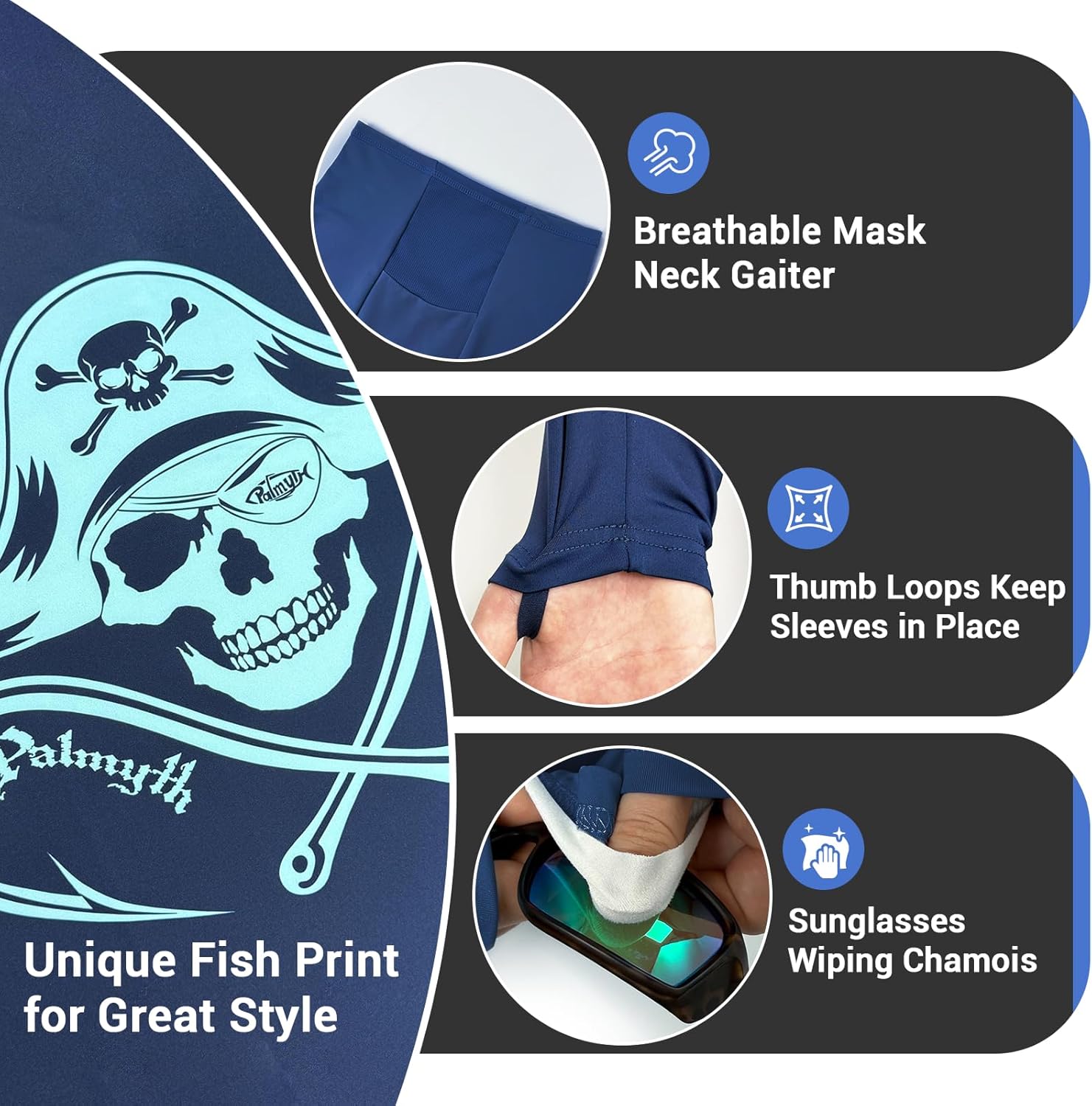 Palmyth Fishing Shirts for Men Long Sleeve Sun Protection Fishing Hoodie UPF 50+ Shirt Neck Gaiter - Image 5