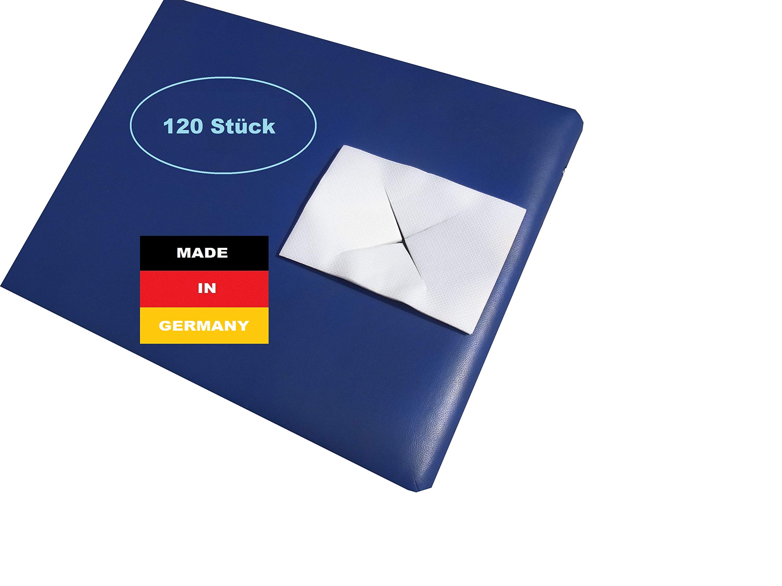 Nasenschlitztücher/Gesichtsauflagen: 120 Stück 30 x 21 cm aus Premium-Airlaid-Zellstoff für Massageliegen.