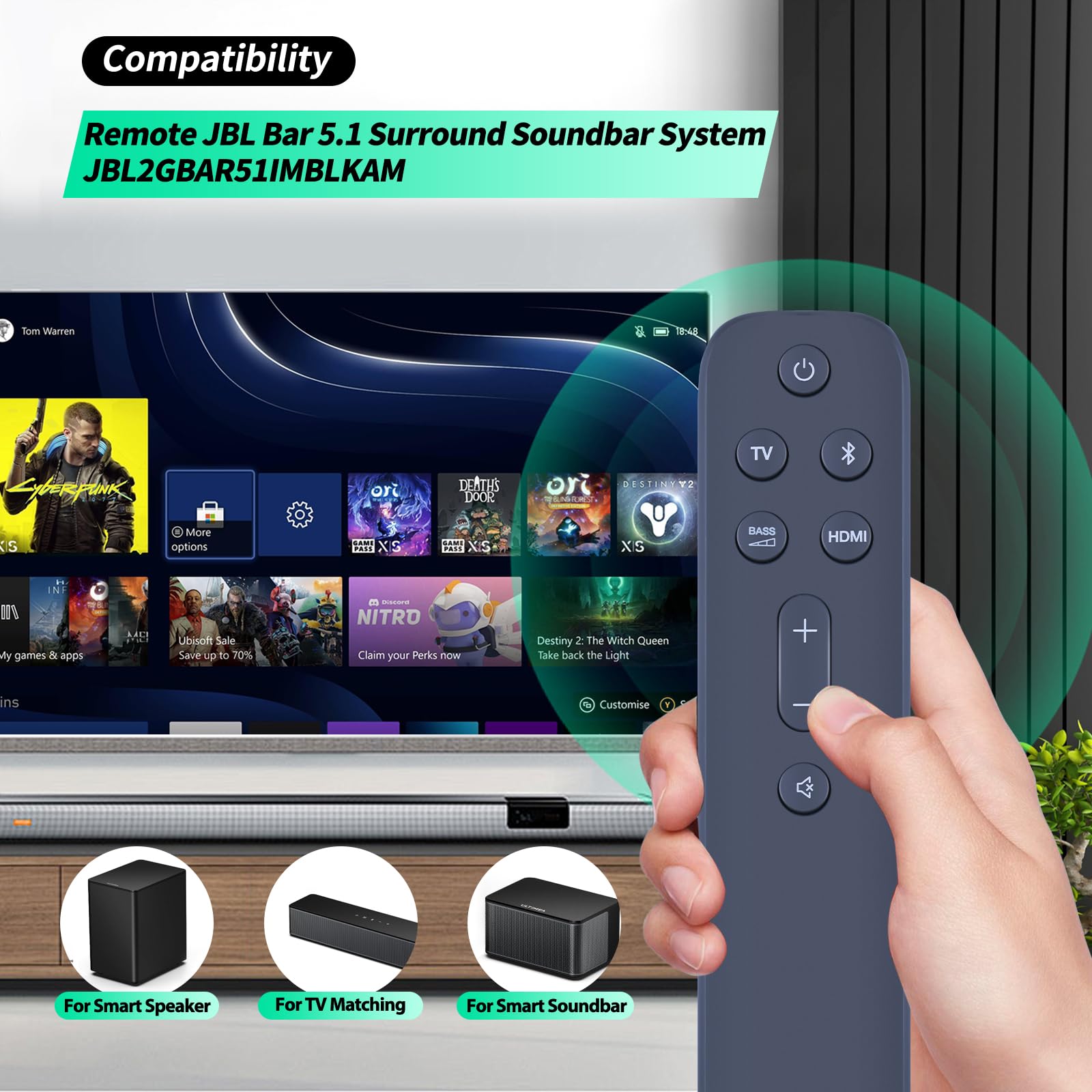 Telecomando sostitutivo per soundbar JBL Bar 5.1 Surround Soundbar JBL2GBAR51IMBLKAM