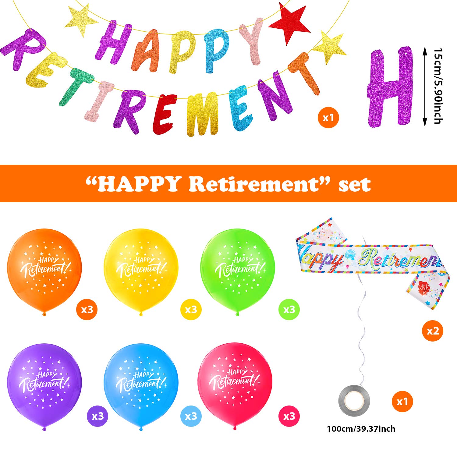 Buy Happy Retirement Decoration Set, 18 Happy Retirement Balloon 12