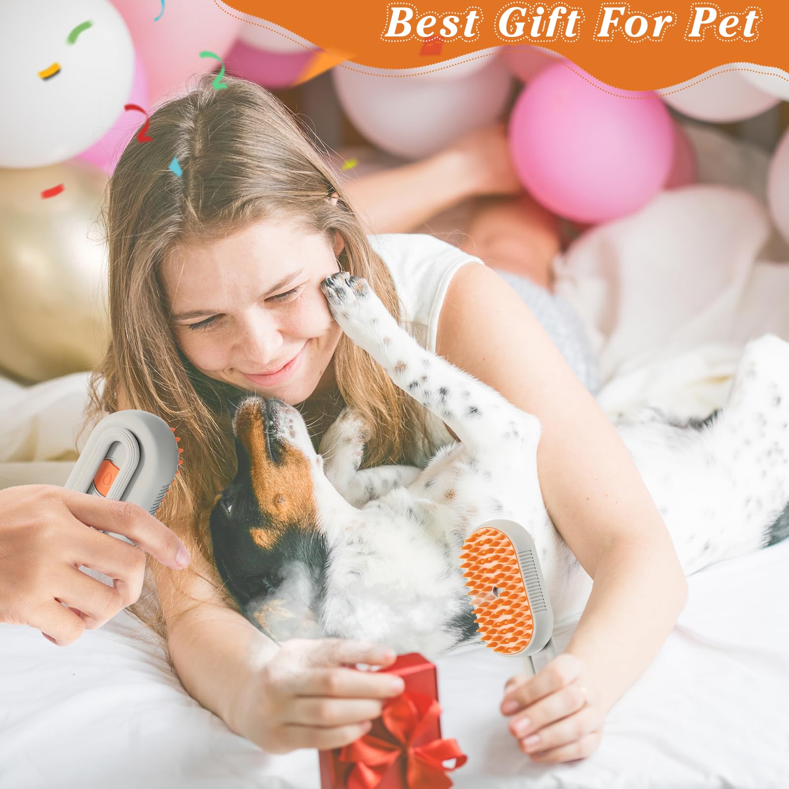 chimoo Spazzola a Vapore per Gatti 3-In-1,Spazzola Gatto con Vapore Verde Spazzola a Vapore per Cani Multifunzionale Spazzola Vapore Gatti per Rimuovere Grovigli e Sciolti Degli Animali