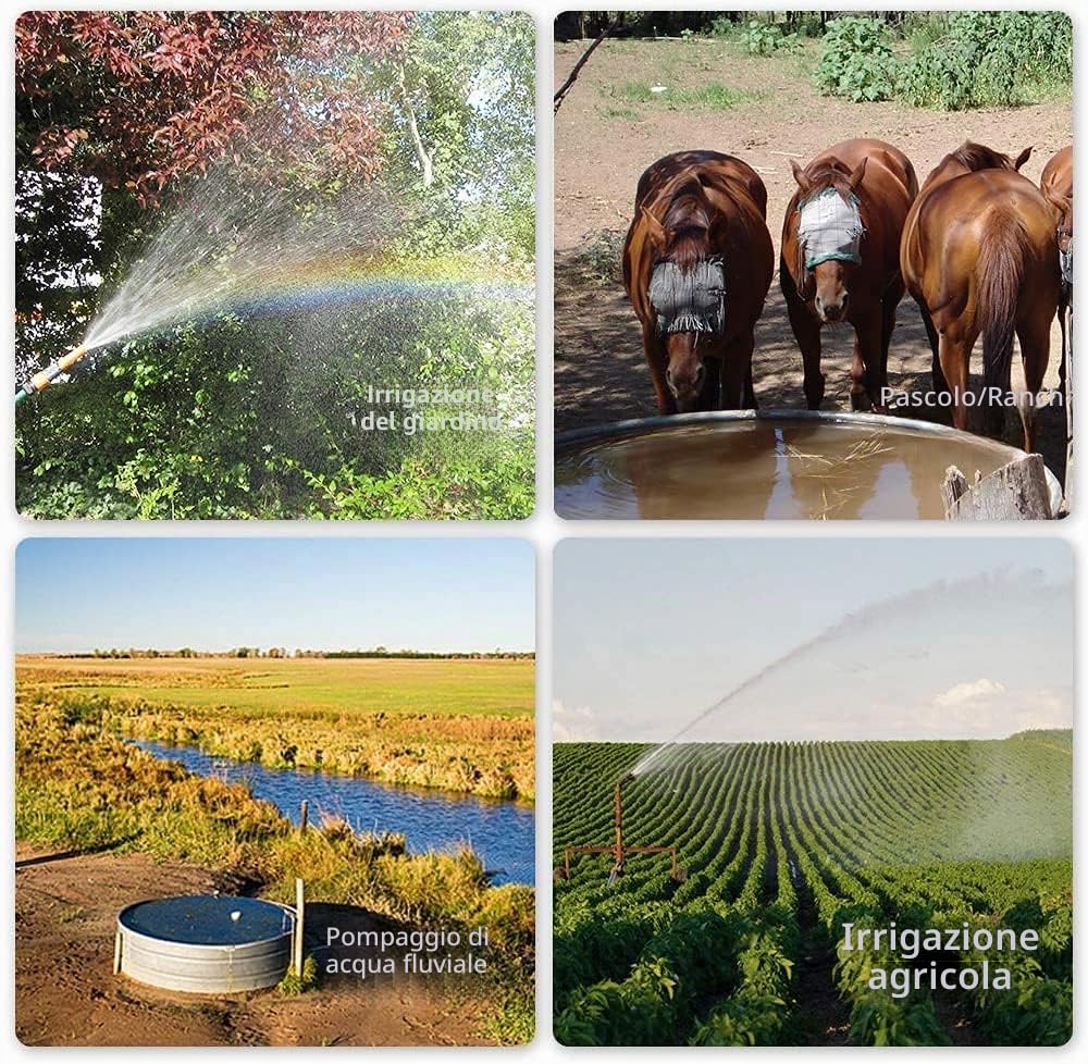 DCHOUSE Pompa Sommergibile per Pozzi 12V DC in Acciaio Inossidabile, Alimentata a Energia Solare, Altezza di Sollevamento 70 m, Profondità Massima di Immersione 30 m