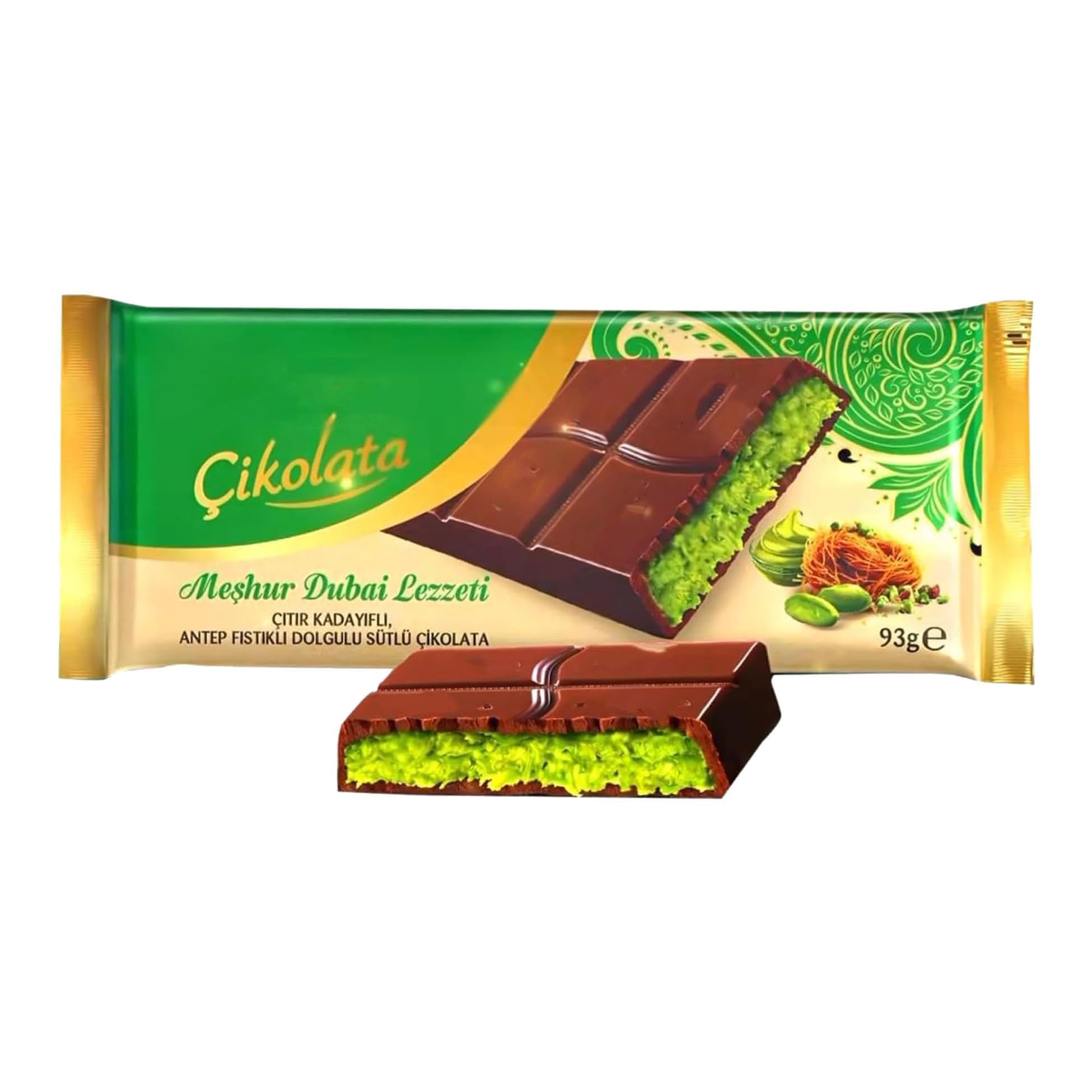 Amazon.com : Dubai Chocolate - Milk Chocolate With Pistachio, 93