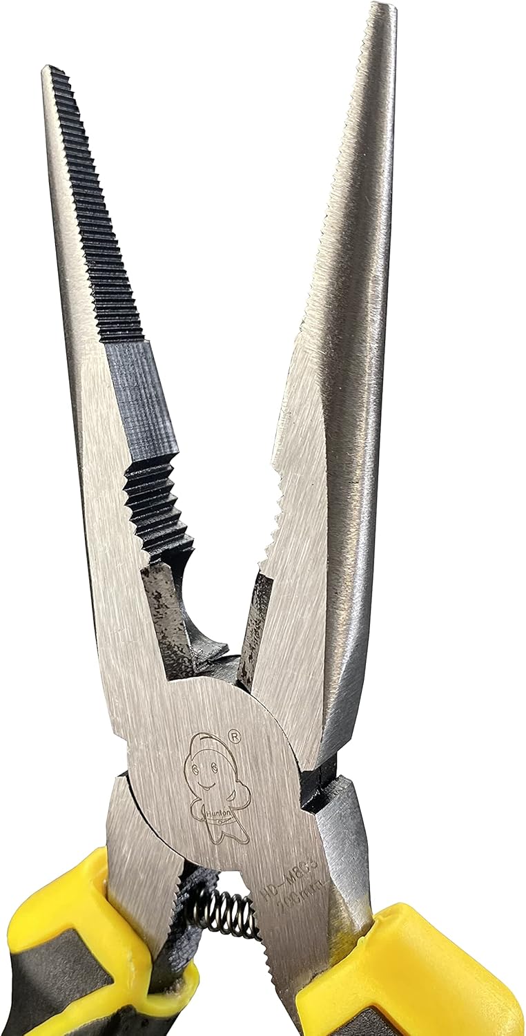 BOOSDEN 8 inch Needle Nose Pliers with Side Cutters, Precision Long Nose Pliers with Side Cutting, Professional Needle Nose Spring Loaded Pliers, Used for Cutting Clamping Pinching - - 