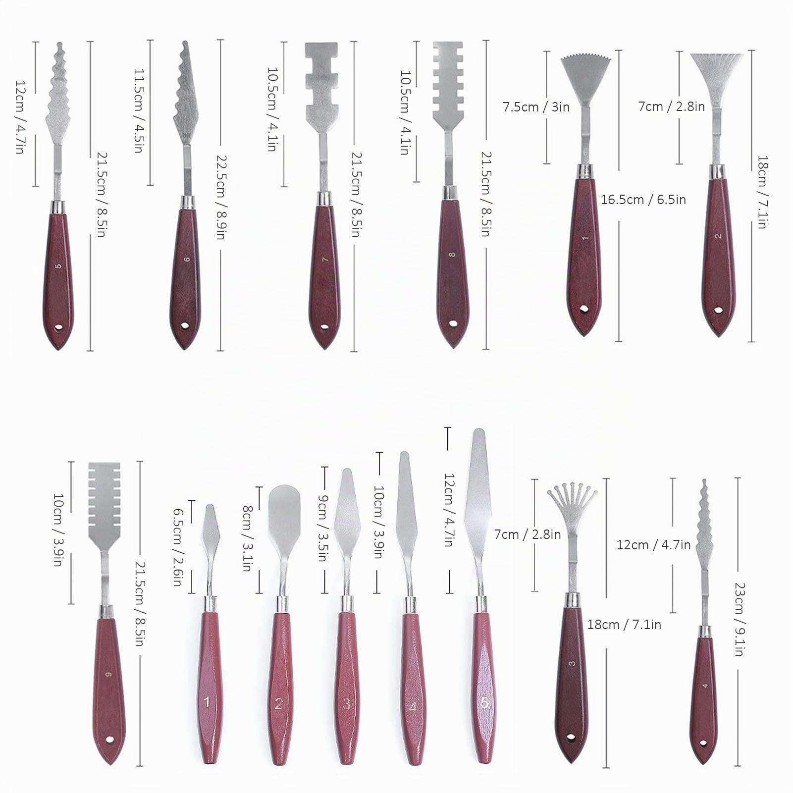 14Pcs Set di spatole per artisti in acciaio inossidabile, spatola per pittura, raschietto per pittura a olio, miscelazione acrilica
