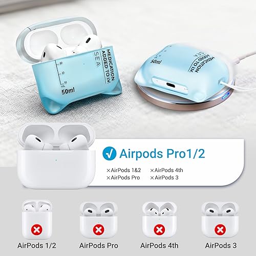 Miniatura 3 de Music Drip - Funda compatible con AirPods Pro 12 y AirPods 4rd, funda protectora de silicona líquida anticaídas con cordón (AirPods Pro 12-azul)