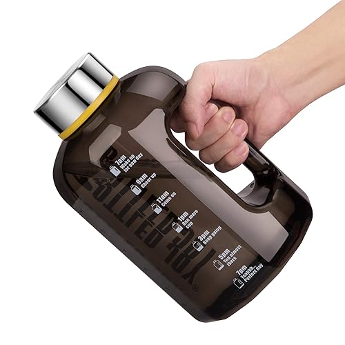 VENNERLI Botella de agua de medio galón con asa, botellas de agua deportivas sin BPA, botella de agua de plástico grande de 74 onzas, 2.2 L,
