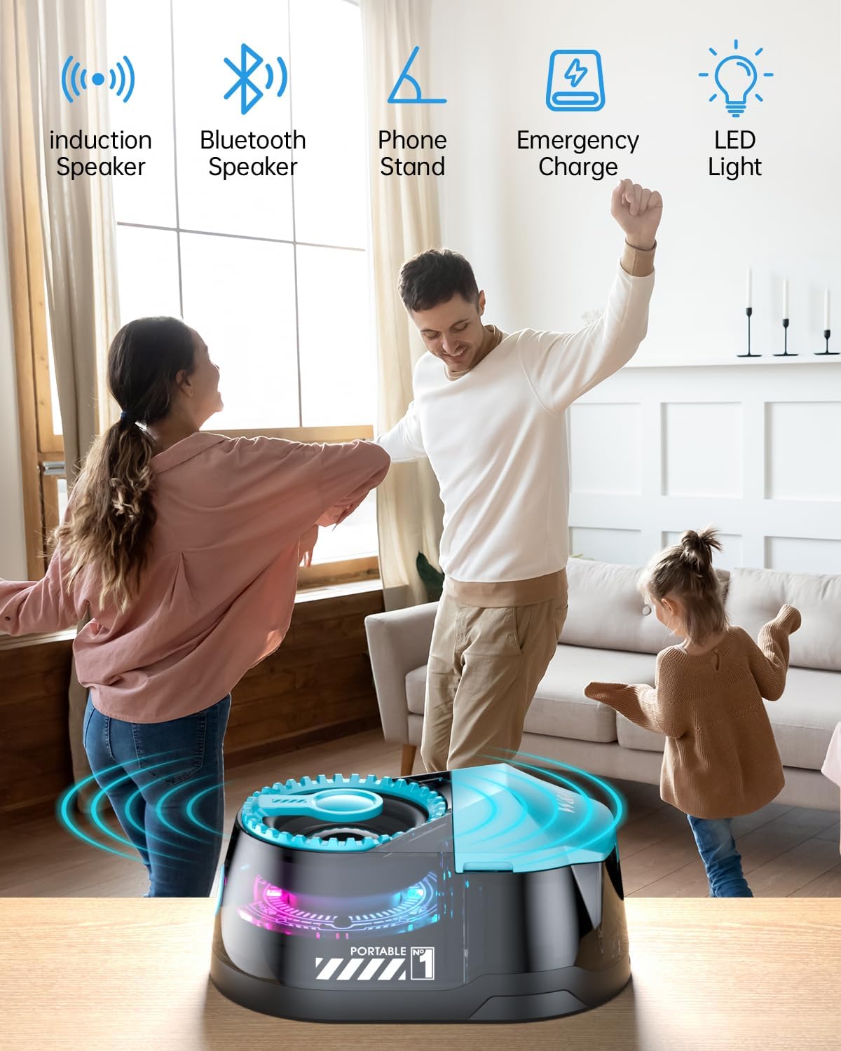 W & O Bluetooth Speaker with Wireless Earbuds,All in One, Magnetic Portable Speaker Bluetooth 5.4 with RGB Lights, Magnetic Mount，for Travel, Gifts (Blue)