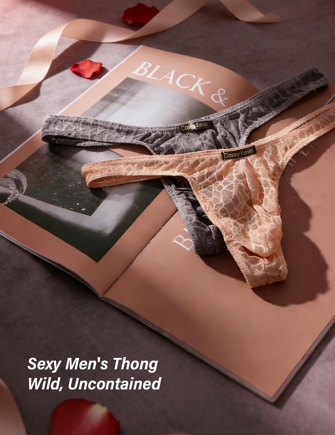 Casey Kevin Men's Thongs Underwear Sexy Lace G-String Bulge Pouch Breathable Panties - Image 6