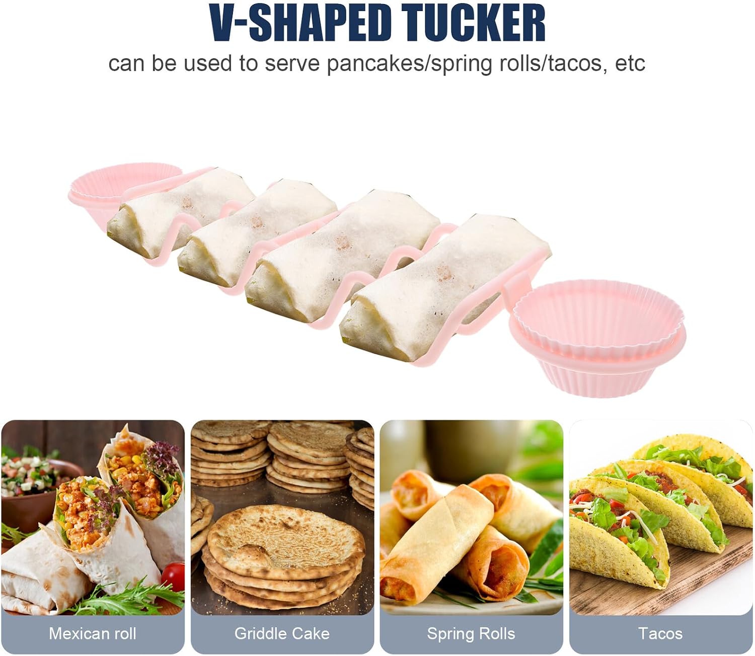 Plastic Taco Holder 4-slot Detachable Rack with Xmas Dipping Dish