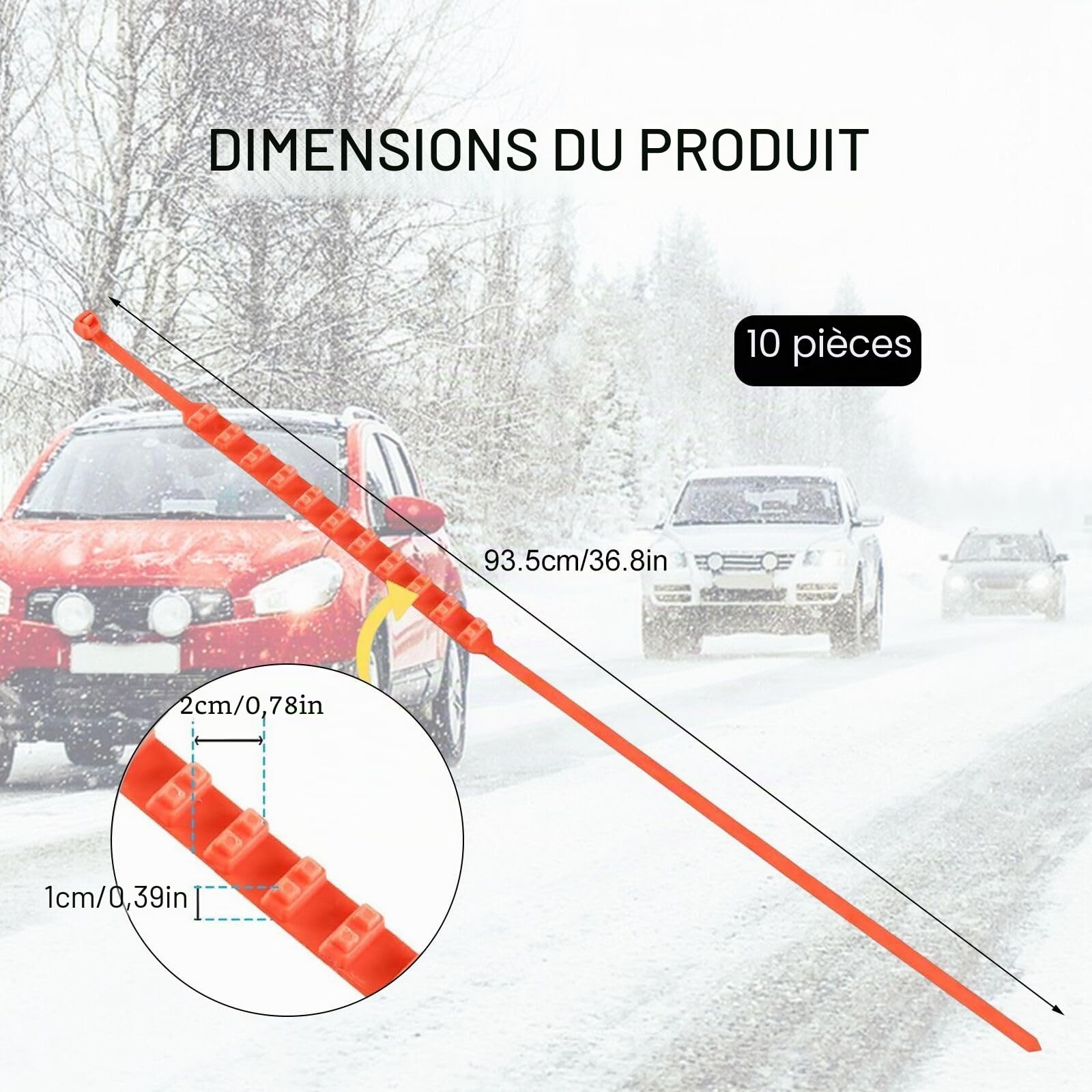 Chaînes à neige,10 PCS Chaînes à Neige pour Auto,Chaine Neige Antidérapantes,hiver pneu anti-dérapage chaînes,chaînes de pneus de neige d'urgence,Chaînes de Traction Antidérapantes